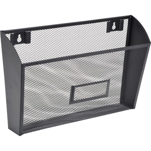 Lorell Mesh Wall File Pocket 12.6" x 4.8" x 6.6" - Letter Size - 1 Pocket - Steel Mesh - Black