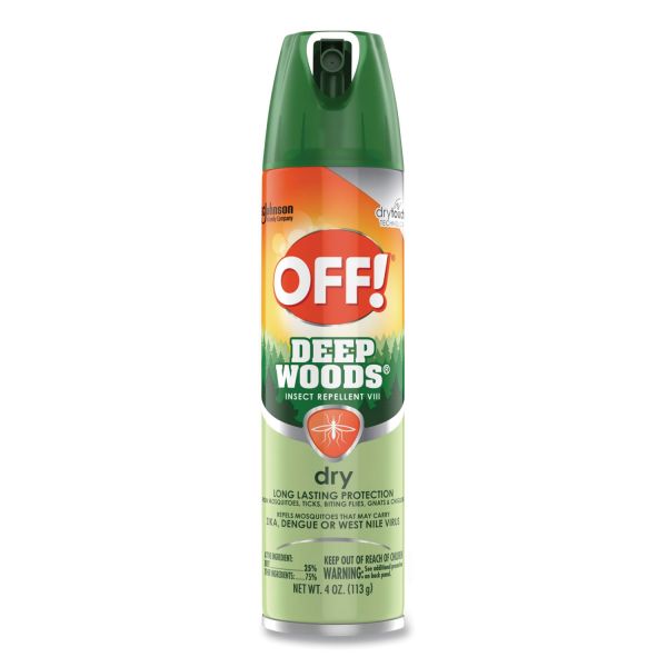 OFF! Deep Woods Dry Insect Repellent, 4 oz Aerosol Spray, Neutral, 12/Carton