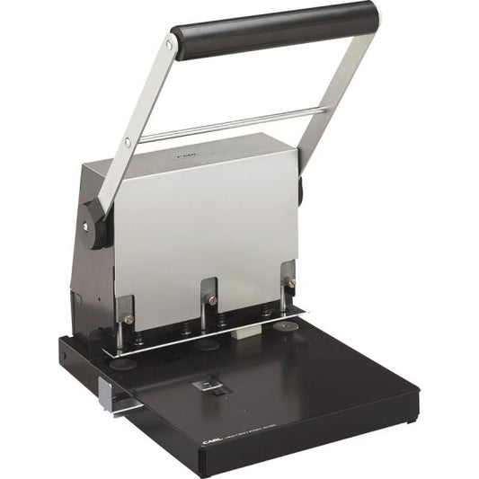 CARL Heavy-Duty Three-Hole Punch 3 Punch Heads - 9/32" Hole Diameter - 300 Sheet Capacity - Platinum