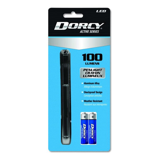 DORCY 100 Lumen LED Penlight, 2 AAA Batteries (Included), Silver