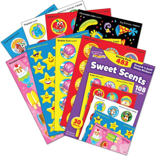 TREND Stinky Stickers Variety Pack, Sweet Scents, Assorted Colors, 483/Pack