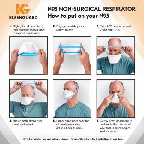 KleenGuard N95 Respirator, Regular Size, 20/Box Comfortable, Breathable, Adjustable Nose-piece, Lightweight, Foldable, Head Strap, Particle Filtration Efficiency (PFE) - Airborne Particle Protection - White - 20 / Pack