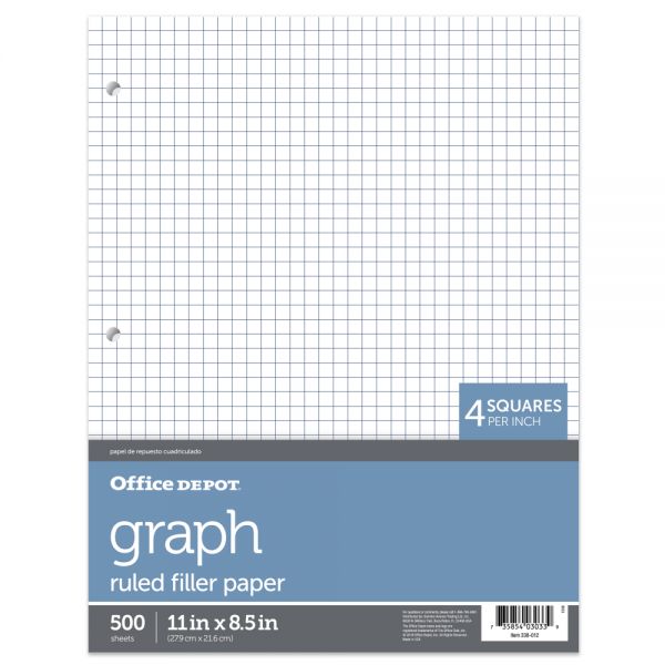 Quadrille-Ruled Notebook Filler Paper, 8 1/2" x 11", White, Pack Of 500 Sheets