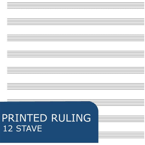 Music Filler 8.5"x11" 12 Stave Roaring Spring Music Filler Paper, Case of 24 packs, 12 Staves of Music Lines, 11" x 8.5", 20 Sheets Per Pack, Heavyweight Smooth White Paper, 3 Hole Punched