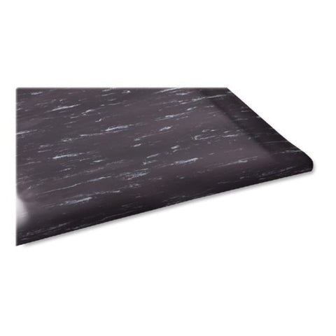 Genuine Joe Marble Top Anti-Fatigue Floor Mat 5 ft x 3 ft - 1/2" Thick - High-Density Foam - Black Marble