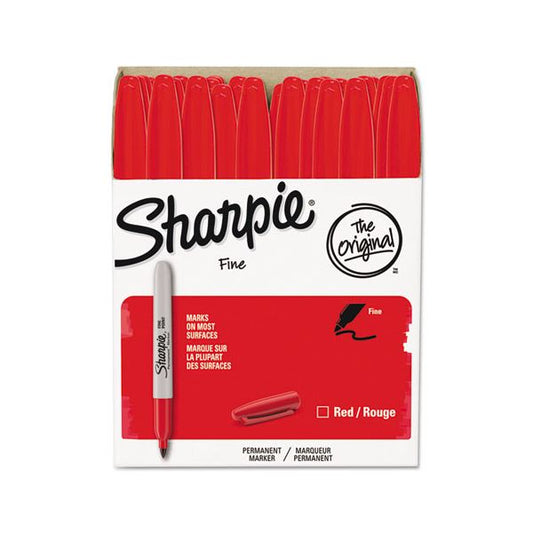 Sharpie Fine Tip Permanent Marker Value Pack, Fine Bullet Tip, Red, 36/Pack