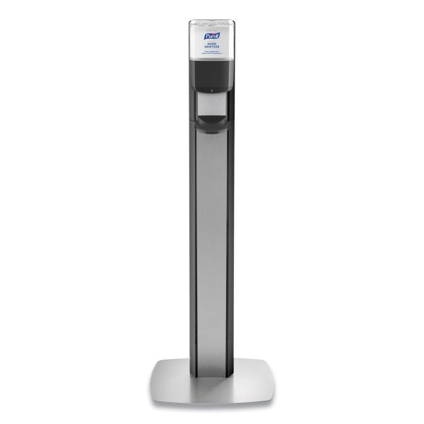 PURELL MESSENGER ES8 Silver Panel Floor Stand with Dispenser, 1,200 mL, 16.75 x 6 x 40, Silver/Graphite Floor Stand - Graphite, Silver