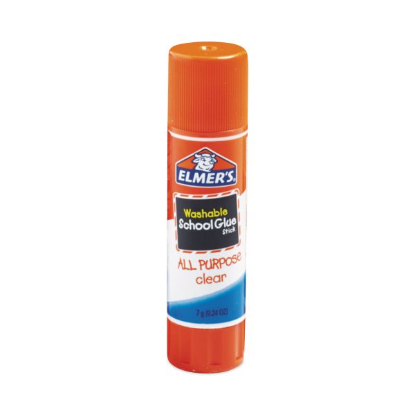 Elmer's Washable School Glue Sticks, 0.77 oz, Applies White snd Dries Clear, 30/Box