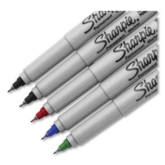 Sharpie Ultra Fine Tip Permanent Marker, Extra-Fine Needle Tip, Assorted Colors, 5/Set