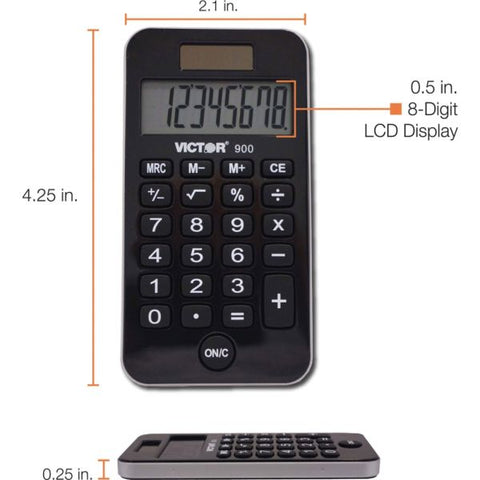 Victor 900 Antimicrobial Pocket Calculator, 8-Digit LCD