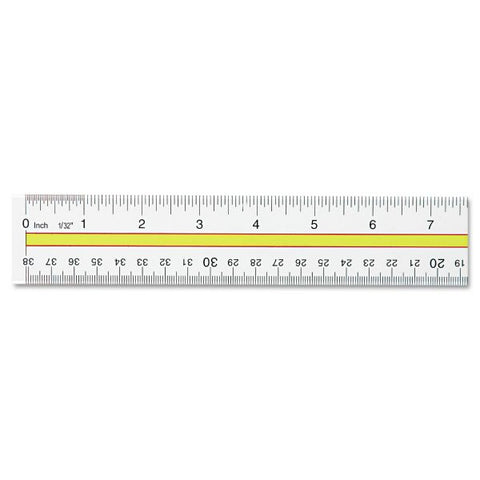 Westcott Acrylic Data Highlight Reading Ruler With Tinted Guide, 15" Long, Clear/Yellow