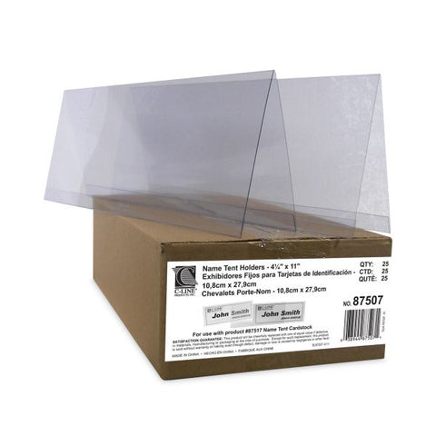 C-Line Tent Card Holders, 4.25 x 11.7, Rigid Heavyweight Clear Plastic, 25/Box