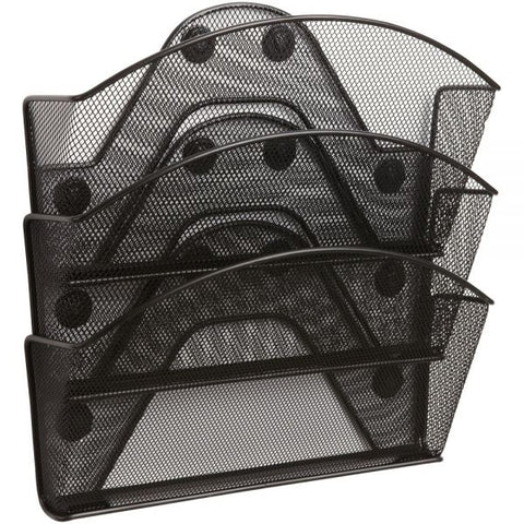 Safco Onyx Magnetic Mesh Panel Accessories, 3 File Pocket, 13 x 4.25 x 13.5. Black