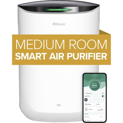 Filtrete Smart Room Air Purifier FAP-SC02, Medium Room, White True HEPA - 150 Sq. ft. - White