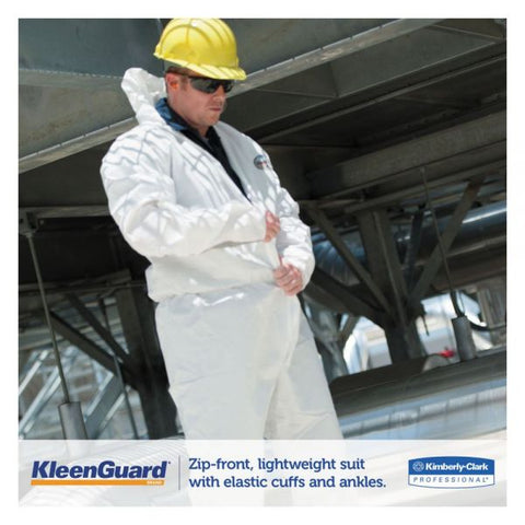 KleenGuard A35 Liquid and Particle Protection Coveralls, Zipper Front, Hooded, Elastic Wrists and Ankles, 2X-Large, White, 25/Carton