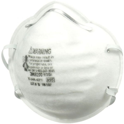 3M N95 Particle Respirator 8200 Mask, Standard Size, 20/Box