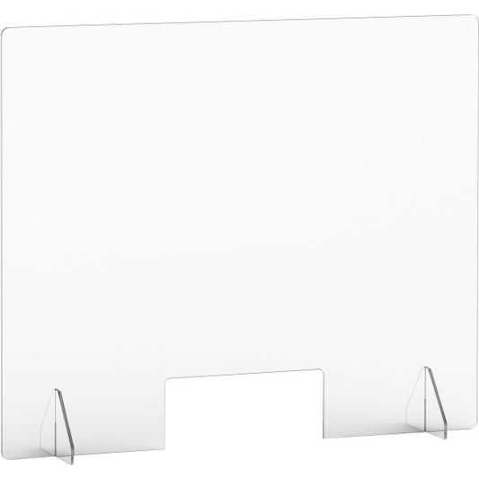 Lorell Social Distancing Barrier w/Cutout 36" Width x 7" Depth x 30" Height - 1 Each - Clear - Acrylic