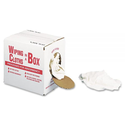 Office Snax Cotton Wiping Cloths Assorted Sizes - Cotton - White - 5 lb Box