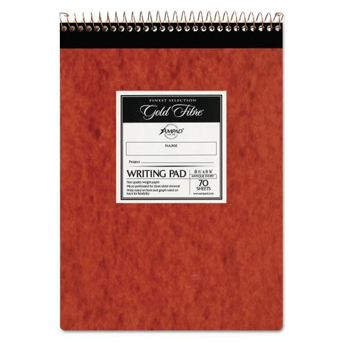 Ampad Gold Fibre Retro Wirebound Writing Pads, Wide/Legal Rule, Red Cover, 70 Antique Ivory 8.5 x 11.75 Sheets