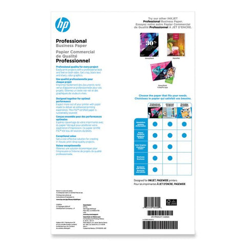 HP Inkjet Brochure Paper, 98 Bright, 48 lb Bond Weight, 11 x 17, White, 150/Pack