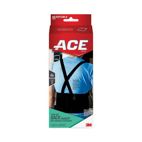 ACE Work Belt with Removable Suspenders, One Size Fits All, Up to 48" Waist Size, Black