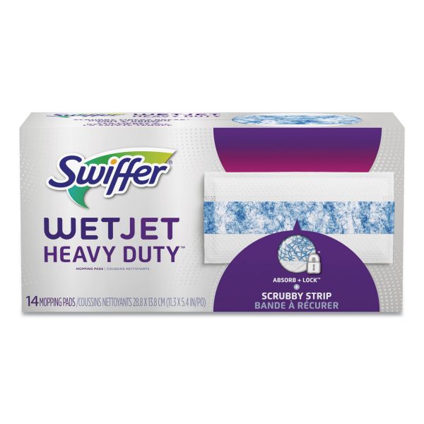 Swiffer WetJet System Refill Pads, 11.3" x 5.4", Heavy Duty, White, 14/Box