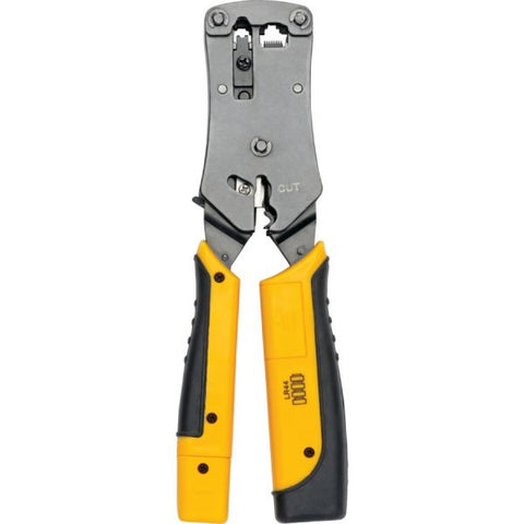 Tripp Lite RJ11/RJ12/RJ45 Wire Crimper with Built-in Cable Tester Black, Yellow - Ergonomic Design, Non-slip Handle, LED Light, Secure Grip