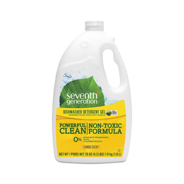 Seventh Generation Natural Automatic Dishwasher Gel, Lemon, Jumbo 70 oz Bottle, 6/CT