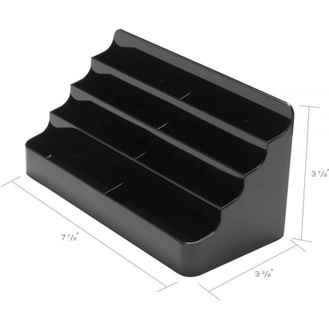 deflecto 8-Tier Recycled Business Card Holder, Holds 400 Cards, 7.88 x 3.88 x 3.38, Plastic, Black