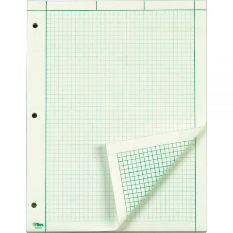 TOPS Engineering Computation Pads, Cross-Section Quadrille Rule (5 sq/in, 1 sq/in), Green Cover, 100 Green-Tint 8.5 x 11 Sheets