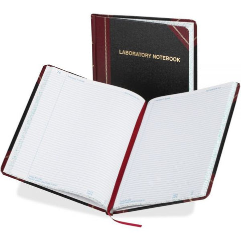 Boorum & Pease Laboratory Notebook, Data/Lab-Record Format, Black/Red Cover, 10.38 x 8.13, 150 Sheets