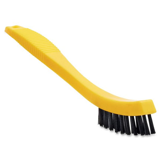 Rubbermaid Commercial Tile/Grout Brush 8.5" Length - 0.80" Bristle Length - Plastic - Yellow, Black