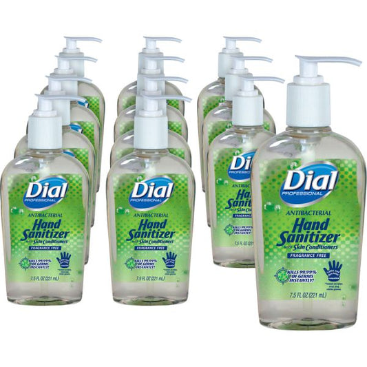 Dial Gel Hand Sanitizer 7.50 oz Size - Fragrance Free - Moisturizing - Push Pump Dispenser - 12/ Carton