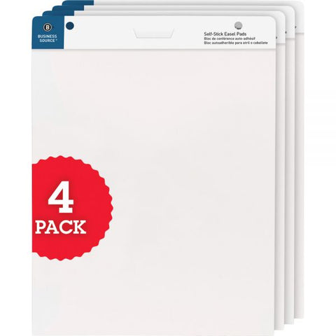 Business Source 25"x30" Self-stick Easel Pads 25" x 30" Sheet Size - White - 30 Sheets/ Pad - 4 Pads