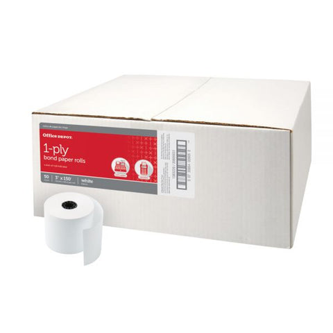 Register/Calculator Paper Rolls, 3" x 150', White, Carton Of 50