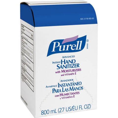 PURELL Advanced Gel Hand Sanitizer, Bag-in-Box, 800 mL Refill, Unscented, 12/Carton