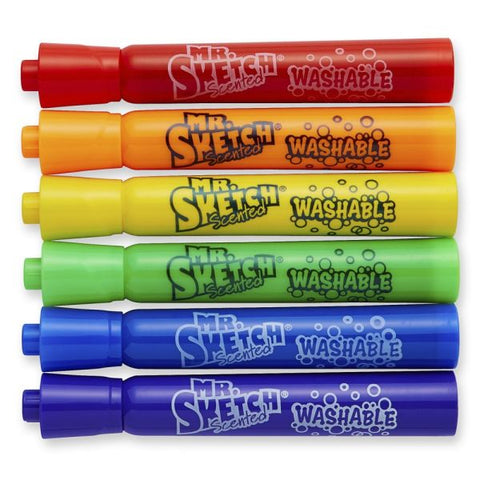 Mr. Sketch 6-count Scented Markers Chisel Point Style - Blue, Green, Orange, Purple, Red, Yellow Ink - 6 / Set