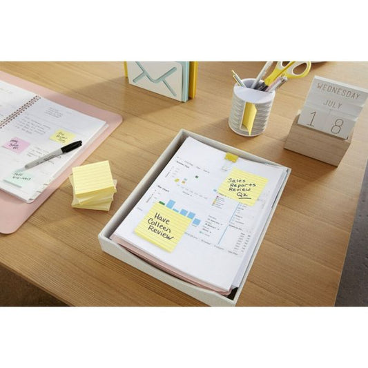 Post-it Notes Original Pads in Canary Yellow, Note Ruled, 3" x 3", 100 Sheets/Pad, 6 Pads/Pack