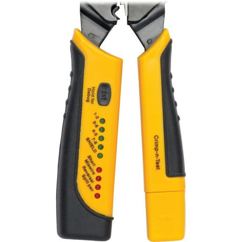 Tripp Lite RJ11/RJ12/RJ45 Wire Crimper with Built-in Cable Tester Black, Yellow - Ergonomic Design, Non-slip Handle, LED Light, Secure Grip