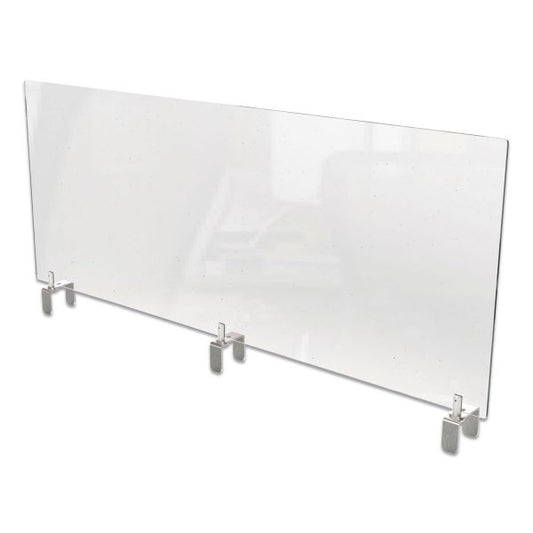 Ghent Clear Partition Extender with Attached Clamp, 48 x 3.88 x 30, Thermoplastic Sheeting