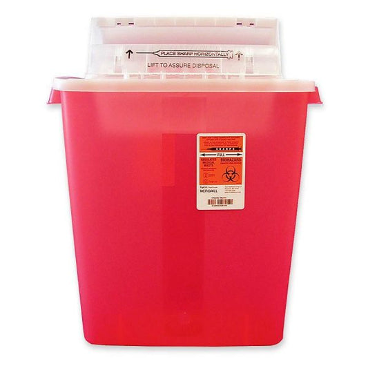 Sharpstar Covidien Transparent Containers 3 Gallon Capacity - External Dimensions 16.50" Height x 13.75" Width x 6" Depth - Red