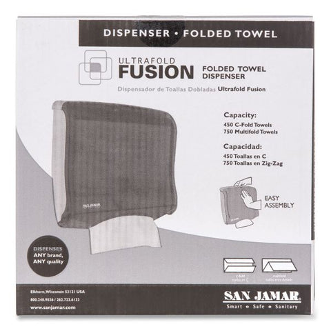 San Jamar Ultrafold Fusion C-Fold and Multifold Towel Dispenser, 11.5 x 5.5 x 11.5, Black