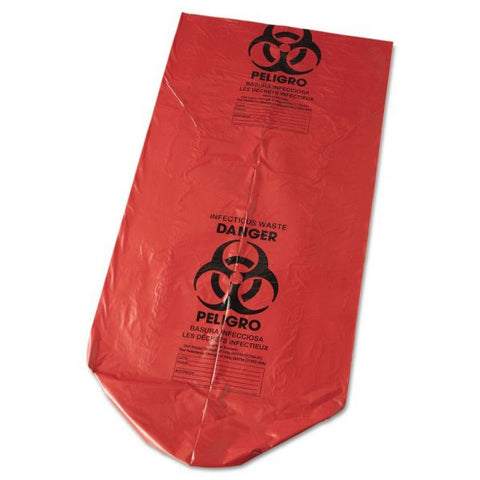 Inteplast Group Low-Density Commercial Can Liners, 45 gal, 1.3 mil, 40" x 46", Red, 100/Carton