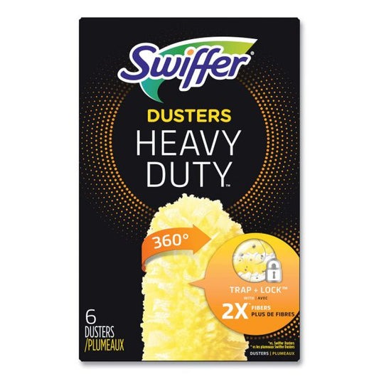 Swiffer Heavy Duty Dusters Refill, Dust Lock Fiber, Yellow, 6/Box, 4 Boxes/Carton