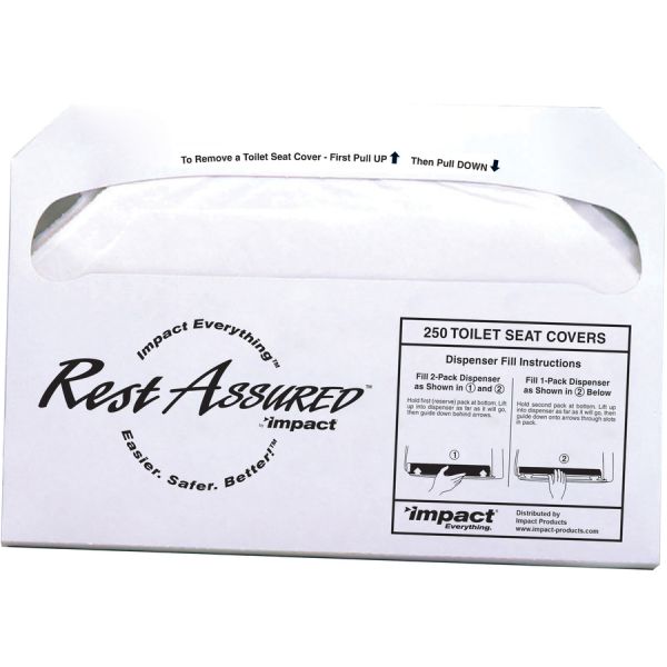 Impact Products Rest Assured Half Fold Toilet Seat Covers Half-fold - 1000 / Carton - White