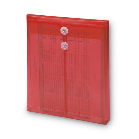 Smead Poly String and Button Interoffice Envelopes, Open-End (Vertical), 9.75 x 11.63, Transparent Red, 5/Pack