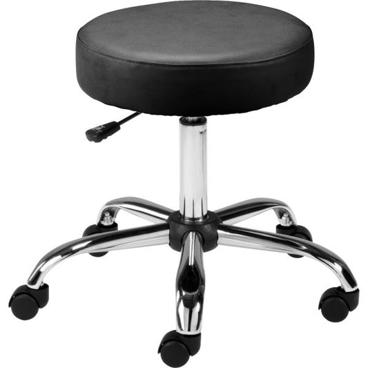 Lorell Backless Pneumatic Height Stool 250 lb Load Capacity - Vinyl - Black - Assembly Required