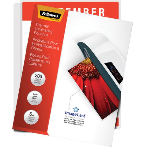 Fellowes ImageLast Laminating Pouches with UV Protection, 5 mil, 9" x 11.5", Clear, 200/Pack