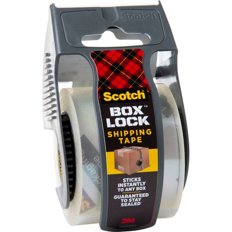 Scotch Box Lock Dispenser Packaging Tape 22.20 yd Length x 1.88" Width - Dispenser Included - 1 / Roll - Clear