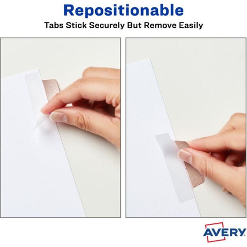 Avery UltraTabs Repositionable Margin Tabs 24 Tab(s) - 1" Tab Height x 2.50" Tab Width - Clear Film, Gold Paper, Rose Gold, Copper Tab(s) - 24 / Pack